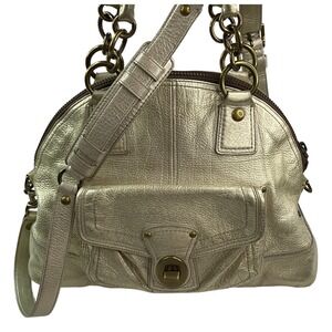 Coach Bag Crossbody Francine Legacy Metallic Gold Leather Crinkle Satchel 12296